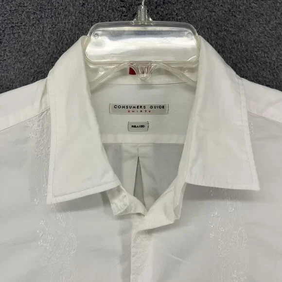 Consumers Guide Shirt Mens XL Long Sleeve Button Up‎ Embroidered Paisley Relaxed - Picture 2 of 16